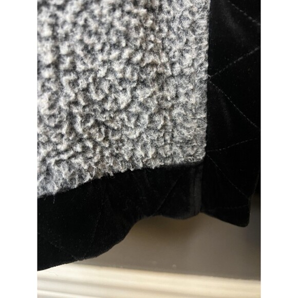 Euro Joy Jacket Womens Medium Gray Sherpa Fleece Full Zip Velvet Trim Boucle - Picture 5 of 9